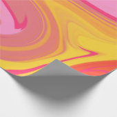 可愛いピンク色の黄色の赤い抽象芸術芸術的模様 ラッピングペーパー (角)