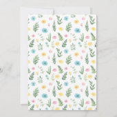 可愛いピンク色の黄色の野生の花ボホベイビーシャワー 招待状 (裏面)