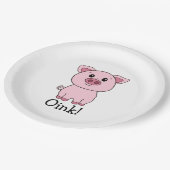 可愛いピンク豚のオリンク！農動物 ペーパープレート (アングル)