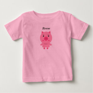 可愛いピンク豚のベビーティー ベビーTシャツ