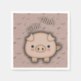 可愛いピンク豚オインピンク背景 スタンダードカクテルナプキン