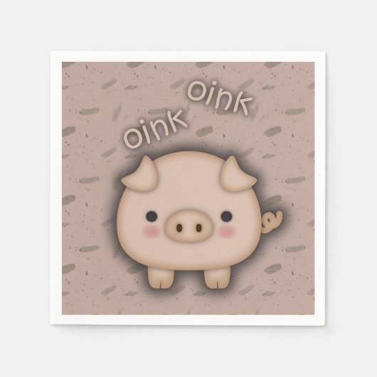 可愛いピンク豚オインピンク背景 スタンダードカクテルナプキン (正面)