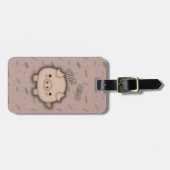 可愛いピンク豚オインピンク背景 ラゲッジタグ (正面横)