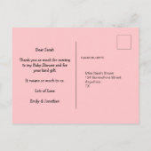 可愛いピンク象のアドレスメッセージありがとう ポストカード (裏面)