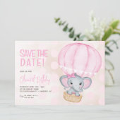 可愛いピンク象のバルーン1歳の誕生日 セーブザデート (スタンド正面)