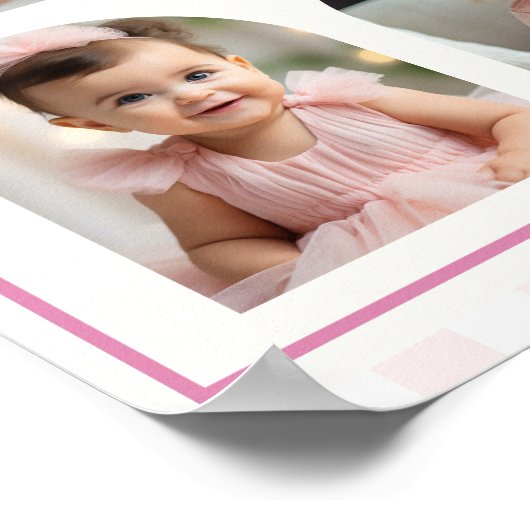 可愛いピンク間抜けグース初年度フォトマイルストーン ポスター (角)