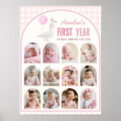 可愛いピンク間抜けグース初年度フォトマイルストーン ポスター (正面)
