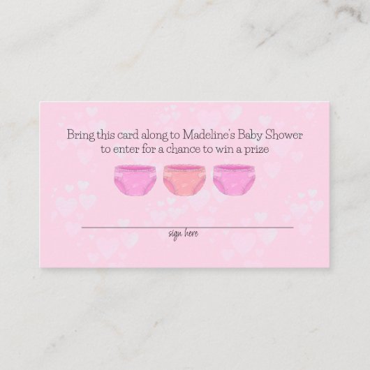 可愛いピンク黄色のラバーアヒル赤ちゃんシャワー エンクロージャーカード (裏面)