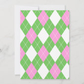 可愛いピンク&グリーンのゴルフパルティー1歳の誕生日 招待状 (裏面)