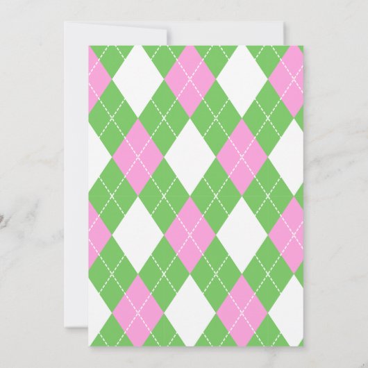 可愛いピンク&グリーンのゴルフパルティー1歳の誕生日 招待状 (裏面)