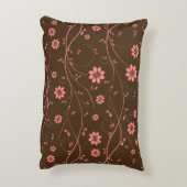 可愛いピンク&ブラウン繊細な花柄 アクセントクッション (裏面(縦))