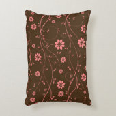 可愛いピンク&ブラウン繊細な花柄 アクセントクッション (正面(垂直))