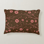 可愛いピンク&ブラウン繊細な花柄 アクセントクッション (裏面)