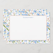 可愛いピンク&ブルーのフローラ固定パーソナライズされた型 サンキューカード (正面/裏面)