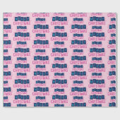 可愛いピンク&ブルーのメリークリスマスパターンシームレス ラッピングペーパー (フラット)