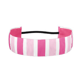 可愛いピンク&ホワイトのストライプ アスレチックヘッドバンド