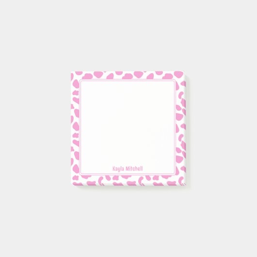 可愛いピンク&ホワイト牛のプリントノート ポストイット (正面)