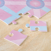 可愛いピンク、紫、ライトブルー ジグソーパズル (側面)