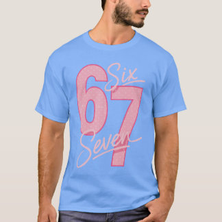 可愛いピンク 67 シックス セブン 笑える メメ 女性 女子 Tシャツ