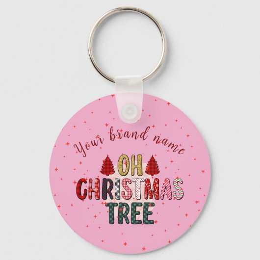 可愛いピンクOHクリスマスツリーバルクのビジネスギフト キーホルダー (正面)