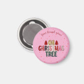 可愛いピンクOHクリスマスツリーバルクのビジネスギフト マグネット (正面/裏面)