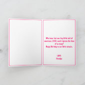 可愛いピンクTレックスディノグランドドーターワンバースデー カード (内部)