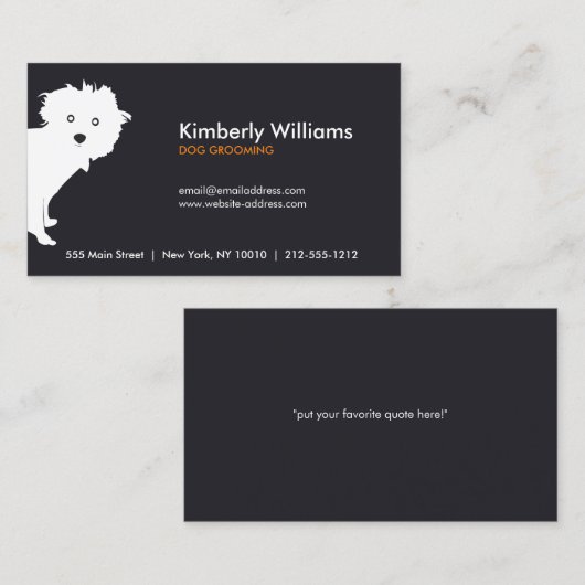可愛いピーキングアップドッグウォーカー、トリマー、トレーナー 名刺 (正面/裏面)