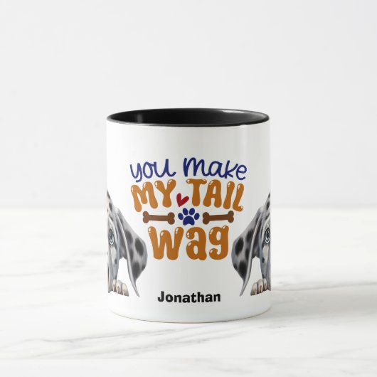 可愛いピーキングダルマチアン犬あなたが私の尻尾を作る マグカップ (中央)