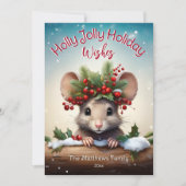可愛いピーキングマウスホリー&ベリークリスマスすてき シーズンカード (正面)