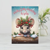 可愛いピーキングマウスホリー&ベリークリスマスすてき シーズンカード (スタンド正面)