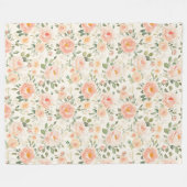 可愛いピーチフラワー フリースブランケット (正面(横))