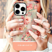 可愛いピーチローズのカスタムネームフラワー Case-Mate iPhoneケース