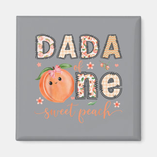 可愛いピーチ1歳の誕生日娘マッチングデザイン Dada Of One Sweet Peach マグネット
