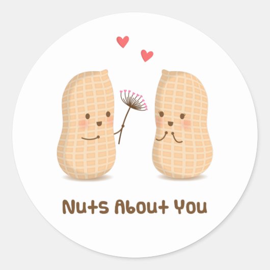 可愛いピーナッツのナッツあなたについて愛のユーモア ラウンドシール (正面)