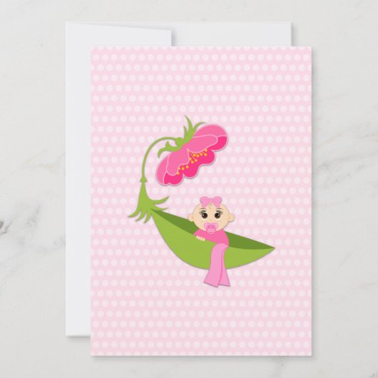 可愛いピーポッドブラウンアイズベビーシャワー 招待状 (裏面)