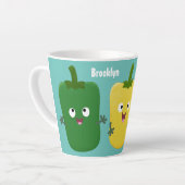 可愛いピーマン唐辛子カプシウムトリオ歌唱漫画 カフェラテマグ (左アングル)