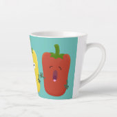可愛いピーマン唐辛子カプシウムトリオ歌唱漫画 カフェラテマグ (右)