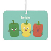 可愛いピーマン唐辛子カプシウムトリオ歌唱漫画 カーエアーフレッシュナー (正面)