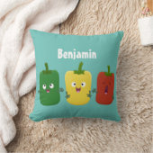 可愛いピーマン唐辛子カプシウムトリオ歌唱漫画 クッション (ブランケット)