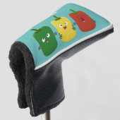 可愛いピーマン唐辛子カプシウムトリオ歌唱漫画 ゴルフヘッドカバー (3/4 正面)