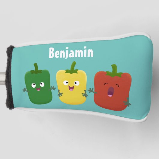 可愛いピーマン唐辛子カプシウムトリオ歌唱漫画 ゴルフヘッドカバー (正面)