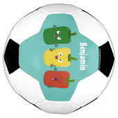 可愛いピーマン唐辛子カプシウムトリオ歌唱漫画 サッカーボール (回転)