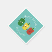 可愛いピーマン唐辛子カプシウムトリオ歌唱漫画 スタンダードカクテルナプキン (角)