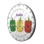 可愛いピーマン唐辛子カプシウムトリオ歌唱漫画 ダーツボード (正面右)