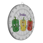 可愛いピーマン唐辛子カプシウムトリオ歌唱漫画 ダーツボード (正面左)