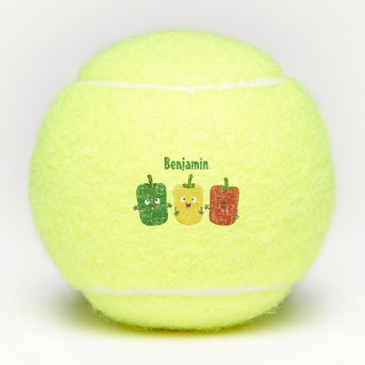 可愛いピーマン唐辛子カプシウムトリオ歌唱漫画 テニスボール (正面)