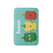 可愛いピーマン唐辛子カプシウムトリオ歌唱漫画 バスマット (正面縦)