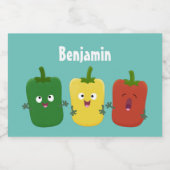 可愛いピーマン唐辛子カプシウムトリオ歌唱漫画 フードラベル (シングルラベル)