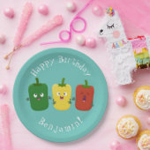 可愛いピーマン唐辛子カプシウムトリオ歌唱漫画 ペーパープレート (パーティー)