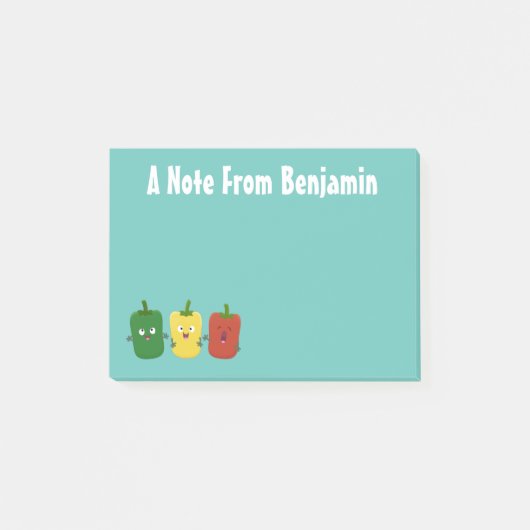 可愛いピーマン唐辛子カプシウムトリオ歌唱漫画 ポストイット (正面)